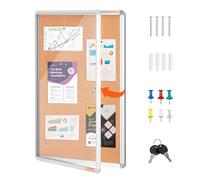 VEVOR Tableau en Liège 90x60 cm, Table d’Affichage avec Cadre en Alu, Panneau d’Affichage Mural Verrouillable, avec Porte en Acrylique et 2 Clés, pour Épingler Mémo Notes Photos Bureau Maison École