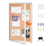 VEVOR Tableau en Liège 90x60 cm, Table d’Affichage avec Cadre en Alu, Panneau d’Affichage Mural Verrouillable, avec Porte en Acrylique et 2 Clés, pour Épingler Mémo Notes Photos Bureau Maison École