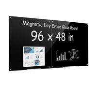 Tableau blanc magnétique VEVOR, 120x120 cm, tableau mural magnétique, 2 pièces, couleur noire, idéal pour le bureau, l'école, les salles de classe, l'enseignement à domicile. Sans cadre, verre de sécu