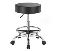 VEVOR Tabouret à roulettes avec repose-pieds, capacité de poids 204 kg, rond tabouret roulant, hauteur réglable, chaise pivotante en cuir PU épais, pour salon, spa, massage, tatouage, clinique, noir