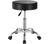 VEVOR Tabouret à Roulettes Capacité 204kg Hauteur Réglable 55-71cm Pour Salon Spa Massage Noir et Argent