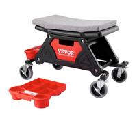 VEVOR Tabouret d'Atelier Mobile 64×33,5×39 cm Charge 136 kg Tabouret de Mécanicien sur Roulettes 2 Verrouillables Siège 450×250 mm avec Plateaux à Outils pour Entretien Réparation Automobile Garage