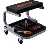 VEVOR Tabouret d'Atelier Mobile Charge 113 kg Tabouret de Mécanicien à roulettes Lisses Siège d'Atelier avec Rangement Plateau à Outils Cadre Robuste en Acier Siège Rembourré Confortable Garage Auto