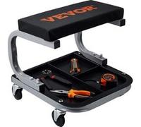 VEVOR Tabouret d'Atelier Mobile Charge 113 kg Tabouret de Mécanicien à roulettes Lisses Siège d'Atelier avec Rangement Plateau à Outils Cadre Robuste en Acier Siège Rembourré Confortable Garage Auto