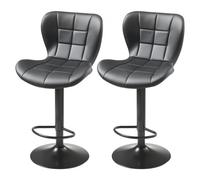VEVOR Tabouret de bar, lot de 2, chaise de bar moderne en cuir PU, siège de cuisine pivotante, hauteur réglable, avec dossier et repose-pieds, sans accoudoirs, pour cuisine et salle à manger, noir