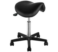 VEVOR Tabouret de Bureau Charge 181 kg Tabouret à Roulettes Rotation à 360° Hauteur Réglable 51-71 cm Tabouret de Selle Ergonomique Coussin Épais 39x45x6 cm Surface en PU pour Salon Bureau Clinique