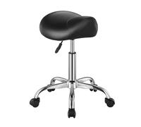 VEVOR Tabouret de Selle à roulettes, capacité Poids 204 kg, Tabouret Roulant Ergonomique, Hauteur réglable, Chaise de Selle pivotante en Cuir PU épais, pour Salon, Massage, Tatouage, Clinique, Noir