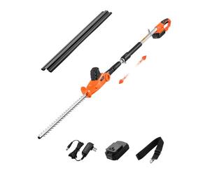 VEVOR Taille-haie Électrique sans fil sur Perche Extensible 1,9-2,4 m 20 V Batterie 2 A, avec Lame 510 mm, 5 Angles Réglables 30°-150°, pour Entretien des Branches Hautes, Taillage Arbres de Jardin