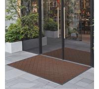 VEVOR Tapis d'Entrée, 119,4 x 89 cm, Paillasson Extérieur Intérieur Moderne Élégant, Envers Antidérapant TPE, Résistant Lavable, Attrape Poussière, Tapis de Porte pour Couloir, Balcon, Garage, Marron