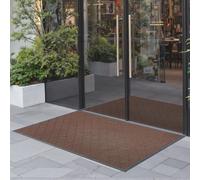Tapis d'Entrée 119,4x89cm Moderne Elégant Envers Antidérapant TPE Lavable Marron