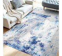 VEVOR Tapis Salon, 1,5 x 2,1 m, Grand Tapis Chambre Lavable Antidérapant, Poils Courts et Denses, Résistant aux Griffures Animaux, Doux Confortable, Style Moderne, pour Chambre, Bureau, Entrée, Bleu