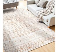 VEVOR Tapis Salon, 1,5 x 2,4 m, Grand Tapis Chambre Lavable Antidérapant, Poils Courts et Denses, Résistant aux Griffures Animaux, Doux Confortable, Style Moderne, pour Chambre, Bureau, Entrée, Beige
