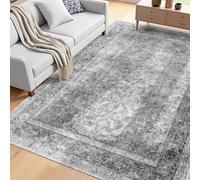 VEVOR Tapis Salon, 1,8x2,7 m, Grand Tapis Chambre Lavable Antidérapant, Poils Courts et Denses, Résistant aux Griffures Animaux, Doux et Confortable, Style Bohème, pour Chambre, Bureau, Entrée, Gris