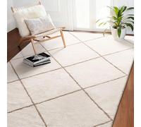 VEVOR Tapis Salon Chambre Poil Long 1,83 x 2,74 m Tapis Moderne de Décoration Intérieur Rectangulaire en Peluche Moelleux Épais et Résistant Envers Antidérapant pour Salon, Chambre à Coucher, Beige