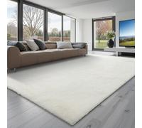 VEVOR Tapis Salon Chambre Poil Long 2,44 x 3,05 m Tapis Moderne de Décoration Intérieur Rectangulaire Antidérapant Peluche Moelleux Doux Épais Non Tissé pour Salon, Chambre à Coucher, Blanc Ivoire