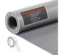 VEVOR Tapis Sol Garage 2,28 x 6,1 m Rouleau Revêtement Sol Garage en PVC Antidérapant Épaisseur à Motif 2,2 mm avec Ruban Adhésif Double Face pour Ateliers Entrepôts Salles de Sport, Gris Argenté
