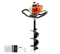 Tarière VEVOR avec moteur à essence, 63 CC, 2400 W, tarière à essence avec couronnes de forage 8 pouces et 1 tige de rallonge, tarière pour clôtures de poteaux Orange+Noir