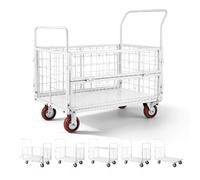 Chariot à Plateforme Cage Pliable 6 en 1 Acier 907 kg Roues PU