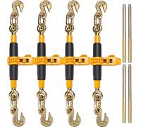 VEVOR Tendeur à Cliquet pour Chaîne d'Arrimage 0,8-0,9 cm, Charge de Travail Sécurisée 3220 kg, Lot de 4, avec Crochets de Préhension, Attaches pour Chaînes de Transport, Remorque, Camion à Plateau