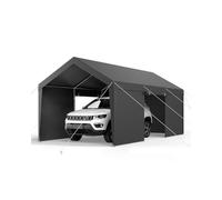VEVOR Tente Garage, 3,05 x 6,09 m, Carport Abri de Voiture Extérieur avec Parois Latérales Amovibles et Portes, Résistant aux UV et à l'eau, Protection Toutes Saisons pour Automobile et Bateau, Gris