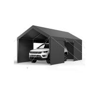 VEVOR Tente Garage, 3,05 x 6,09 m, Carport Abri de Voiture Extérieur avec Parois Latérales Amovibles et Portes, Résistant aux UV et à l'Eau, Protection Toutes Saisons pour Automobile et Bateau, Gris