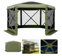 VEVOR Pop-up Pavillon, 3,6x3,6 m, grande tente de camping à 6 côtés avec toit amovible & sac de transport, tente de réception, protection solaire pour 8-10 personnes, pour jardin & terrasse, vert