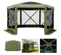 VEVOR Tente Moustiquaire Tonnelle Pop-up 3x3 m Tente Moustiquaire Pliante 6-8 Personnes Abri Solaire à 6 Côtés pour Camping en Famille, Terrasse, Jardin, avec Toit Amovible, Sac de Transport, Vert