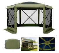 VEVOR Tente Moustiquaire Tonnelle Pop-up 3x3 m Tente Moustiquaire Pliante 6-8 Personnes Abri Solaire à 6 Côtés pour Camping en Famille, Terrasse, Jardin, avec Toit Amovible, Sac de Transport, Vert