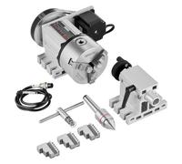 VEVOR Tête de division, mandrin à 3 mâchoires K11-100 mm, diviseur à 3 mâchoires fraiseuse CNC 4ème axe de rotation tête indexation hauteur centre 65 mm contre-pointe MT2 rapport de transmission 6:1