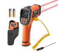 VEVOR Thermomètre Infrarouge -30 ℃ à 1200 ℃ Thermomètre Laser Double pour Plancha, Cuisine, Moteurs, Usage Industriel, Four à Pizza, avec Sonde Thermocouple Type K, Sans Contact, (Pas pour l'Homme)