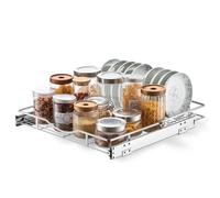 VEVOR Tiroir Coulissant Cuisine 500x535 mm, Rangement Placard en Acier, pour Cuisine, Salle de Bain, Garde-manger, Finition Chromée, Panier Coulissant pour Meuble Bas à 1 Niveau, avec Accessoires