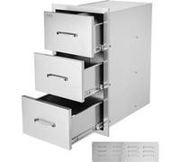 Tiroir Inox Cuisine Extérieur 3 Tiroirs Rangement en Acier Inoxydable 40x72,5x52,5cm