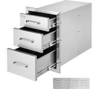VEVOR Tiroir Inox Cuisine Extérieur Commode Rangement Acier Résistant 3 Tiroirs 35x51x58cm