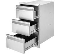 VEVOR Tiroir Inox Cuisine Extérieur Inox Encastrable 3 Espaces Poignée Acier 38x48x65cm