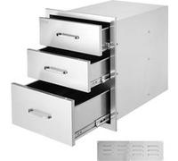 VEVOR Tiroir Inox Cuisine Extérieur Ranger Ustensiles BBQ Porte Accès 3 Espaces 46x52x59cm