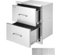 VEVOR Tiroir Inox Cuisine Extérieur Ustensiles BBQ Avec Porte Accès 2 Tiroirs 45x31x51cm