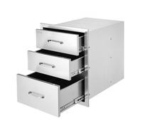 VEVOR Tiroir Inox de Cuisine 46x58,5x58,5 cm Triple Espaces de Rangement Commode de Rangement en Acier Inoxydable avec Poignée 3 Tiroirs Intégré pour Ranger Ustensile de Cuisine d'Extérieur Barbecue