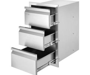 VEVOR Tiroir Inox de Cuisine d'Extérieur à 3 Espaces de Tiroirs de Rangement en Acier Inoxydable 38x48x65 cm Commode pour Cuisiner à l'Extérieur Faire un Barbecue Ranger les Ustensiles de Cuisine
