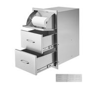 VEVOR Tiroirs de Cuisine d'Extérieur en Acier Inoxydable, Tiroirs d’Accès Triples de 42x52x73,6 cm avec Poignée et Porte-essuie-tout, Îlot de Barbecue sur Terrasse, Meuble pour Cuisine en Plein Air
