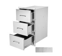 VEVOR Tiroirs de Cuisine d'Extérieur en Acier Inoxydable, Tiroirs d’Accès Triples de 47 x 57 x 57 cm avec Poignée, Îlot de Barbecue sur Terrasse, Meuble pour Cuisine en Plein Air, Rangement, BBQ