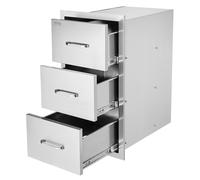 Tiroir Inox Cuisine Extérieur 3 Tiroirs Rangement en Acier Inoxydable 40x72,5x52,5cm
