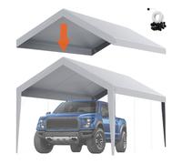 VEVOR Toile d'auvent de rechange pour abri de voiture, 6,1x3 m, bâche de tente de garage, imperméable protégée contre UV, élastiques à billes, gris (couverture supérieure uniquement, cadre non inclus)