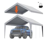 VEVOR Toile d'auvent de Rechange abri de Voiture, 6,1 x 3,7 m, bâche de Tente de Garage, imperméable protégée Contre UV, élastiques à Billes, Gris (Couverture supérieure Uniquement, Cadre Non Inclus)