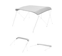 VEVOR Toile de Bimini à 4 Arceaux, Toile de Rechange pour Taud de Soleil 271x244 cm, pour Bateau, Bâche de Bimini en 600D de Qualité Marine Imperméable à Fourreaux Zippés, Gris, Armature Non Incluse
