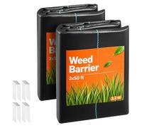 VEVOR Toile de Paillage 0,9x15,2 m Bâche Anti Mauvaise Herbe Lot de 2 Géotextile Anti Repousse Tissé 90 g/m² pour Protection Contre Mauvaises Herbes, Couverture Sol, Jardin, Parterres de Fleurs, Noir