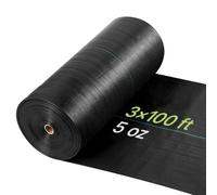 VEVOR Toile de Paillage 0,9x30,5 m Bâche Anti Mauvaise Herbe 168 g/m² Géotextile Anti Repousse Tissé PP pour Protection Contre Mauvaises Herbes, Couverture Sol, Jardin, Potager, Parterres Fleurs, Noir