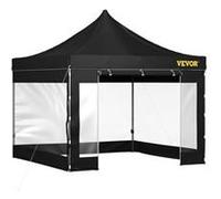 VEVOR Tonnelle Imperméable 3x3 m Tente Pop-up Jardin avec Parois Latérales Pavillon Terrasse Extérieure Abri Pliable Soleil Pluie Neige Résistant aux UV et Sac à Roulettes pour Fête Arrière-Cour Noir