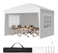 VEVOR Tonnelle pop-up 2,95x2,95 m avec parois latérales, fenêtres ventilées, blanc