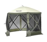 VEVOR Tonnelle Pop-up, 3,05x3,05 m, Tente à moustiquaire escamotable polygone à 6 côtés, abri Solaire à réglage Rapide avec 6 Toiles Coupe-Vent Amovibles, fenêtres en Maille, Sac de Transport, Vert