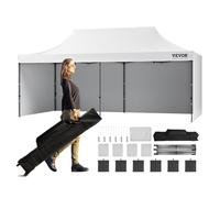VEVOR Tonnelle pop-up 304,8x609,6 cm – Tente jardin, parois amovibles, sac à roulettes, imperméable
